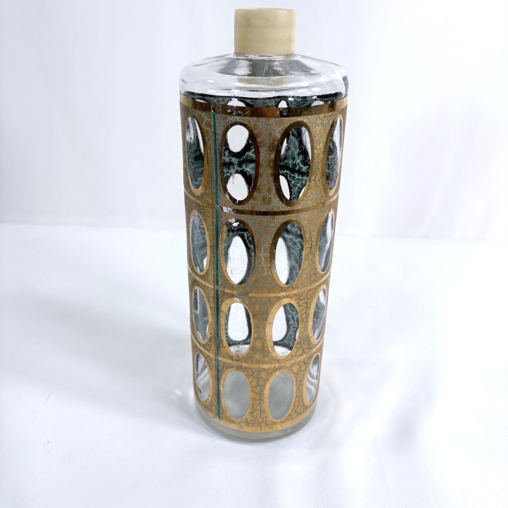 Vintage Culver Pisa Decanter 22-karat Gold Gold Crackle Oval Cutout Barware - Picture 3 of 8
